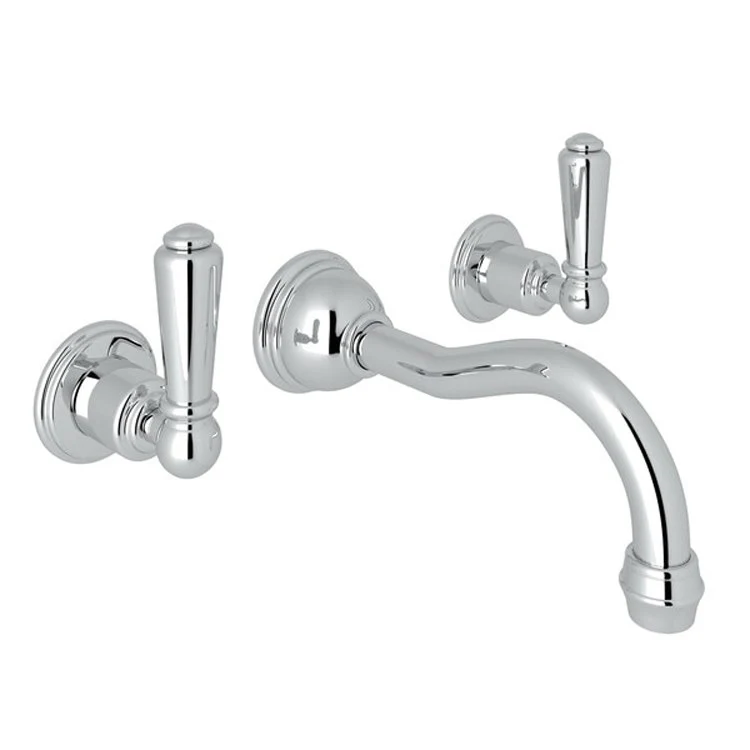 Lavatory Faucet Edwardian Wall Mount 2 Lever Satin Nickel 1.2 Gallons per Minute Column Spout - Frankwebs