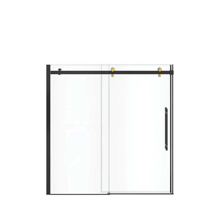 Tub and Shower Door Vela Sliding 59 x 59 Inch Matte Black/Chrome Clear 5/16 Inch 22-1/2 to 24-1/2 Inch - Frankwebs