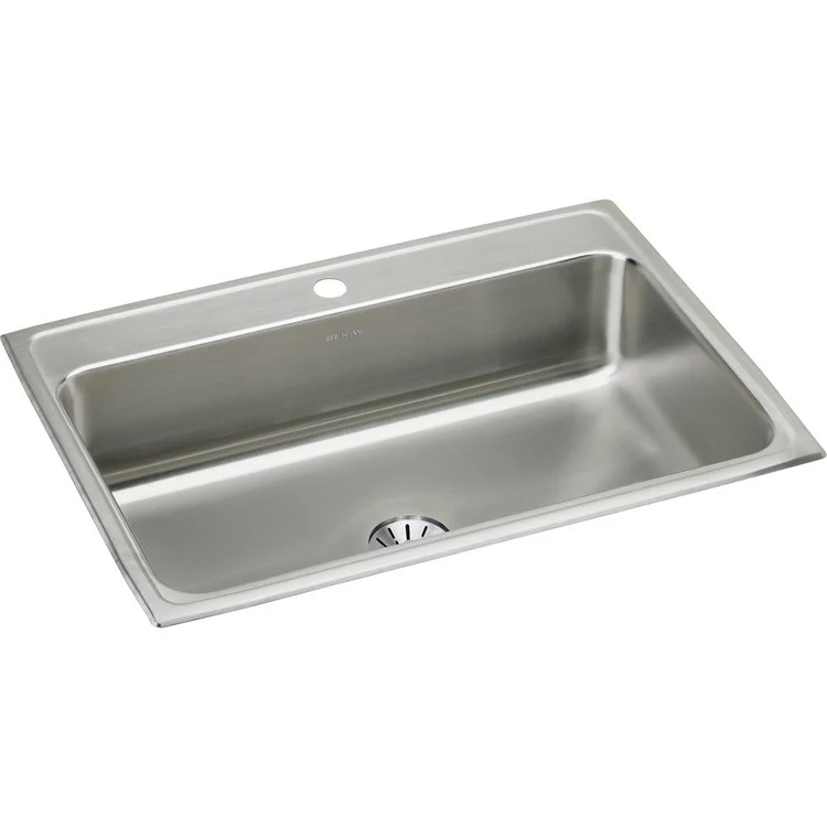 Kitchen Sink Lustertone Classic 31 x 22 Inch Single Bowl with Perfect Drain 1 Hole Lustertone Top Mount Stainless Steel Drain Location Center Bottom Only Pads - Frankwebs