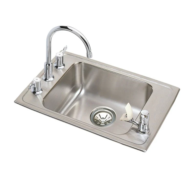 Classroom Sink Lustertone 22 x 19-1/2 x 6-1/2 Inch 6-3/8 Inch 1 Bowl ADA 4 Hole Lustrous Satin Drop-In 27 Inch - Frankwebs