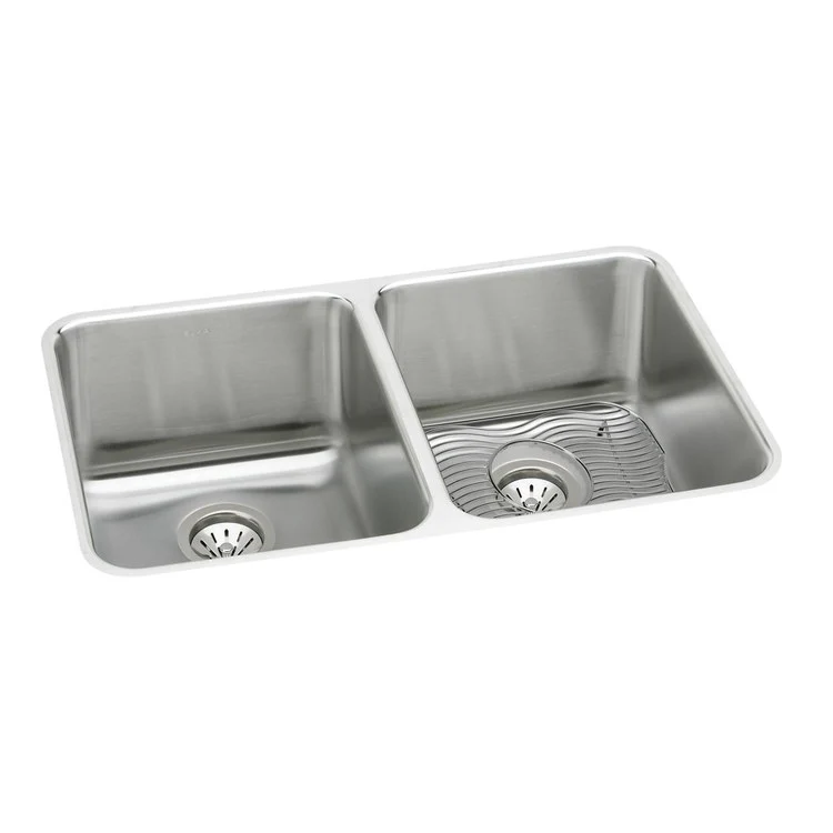 Kitchen Sink Lustertone Classic 35.75 x 18.5 Inch Double Bowl Kit Equal Lustrous Highlighted Satin Undermount - Frankwebs