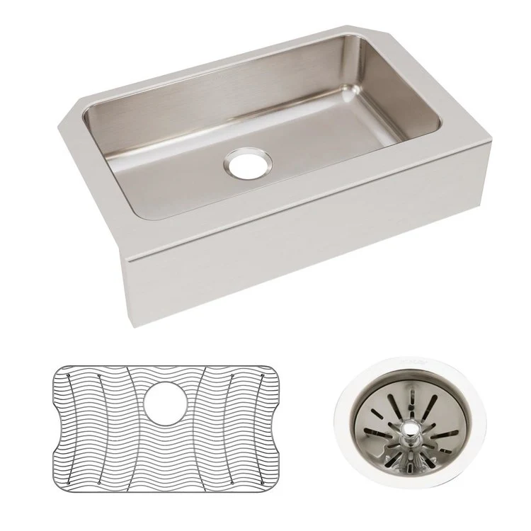 Kitchen Sink Lustertone Classic 33 x 20.5 Inch Single Bowl Kit Lustrous Satin Farmhouse - Frankwebs