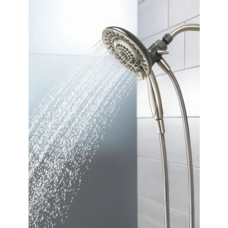Handshower Combination Universal Showering Components In2ition 2-In-1 Spotshield Brushed Nickel 5 Function 6-13/16 Inch 1.75 Gallons per Minute Full Body Spray Full Spray with Massage Massaging Spray and Drenching Spray - Frankwebs