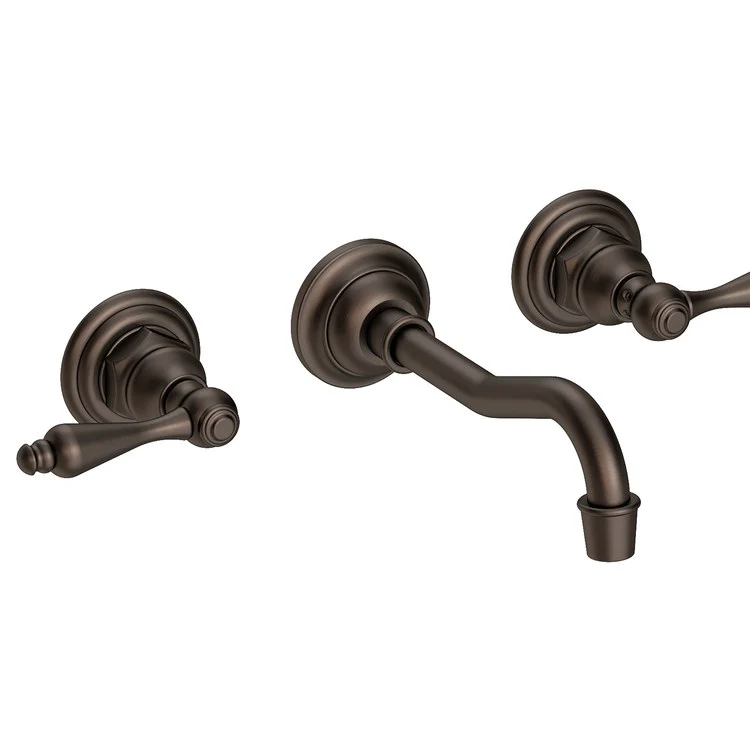 Lavatory Faucet Chesterfield Wall Mount 8 Inch Spread 2 Lever ADA WaterSense Polished Brass Uncoated Living 1.2 Gallons Per Minute Brass Less Drain Spout Reach 7-1/4 Inch - Frankwebs