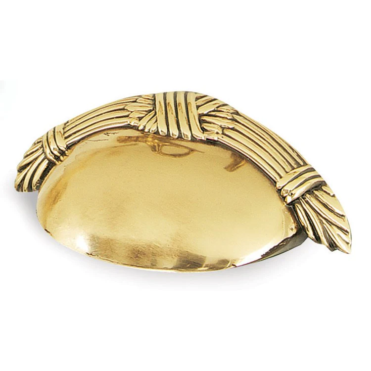 Pull Ribbon and Reed Cup Antique English Matte Brass 3 Inch 3-5/8 Inch 1-1/8 Inch - Frankwebs