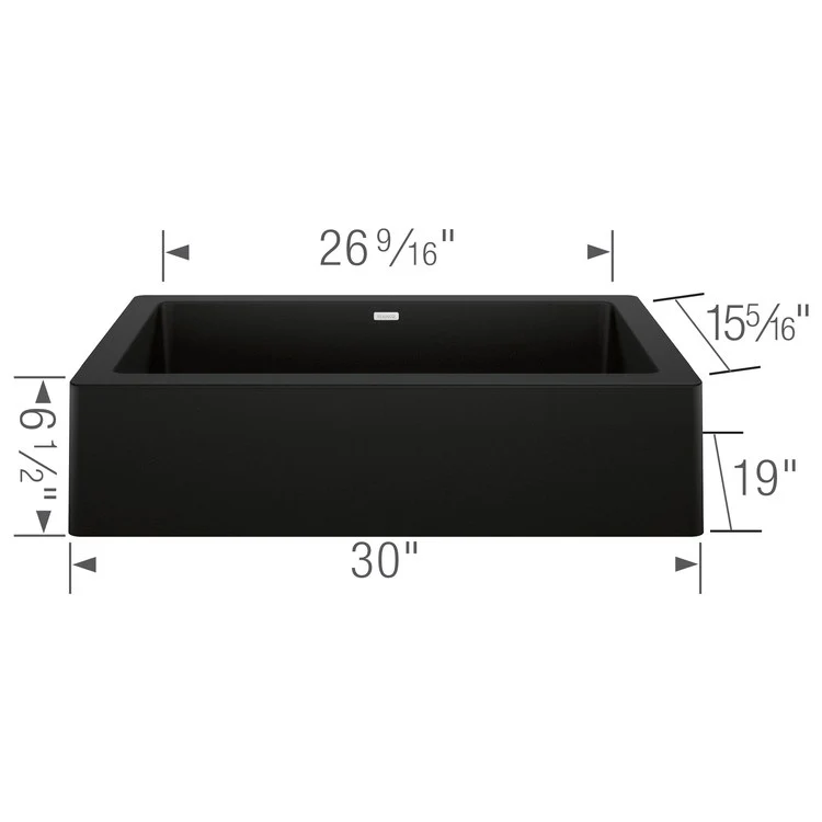 Kitchen Sink Vintera 30 x 19 Inch Single Bowl Coal Black Apron Front Rectangle - Frankwebs