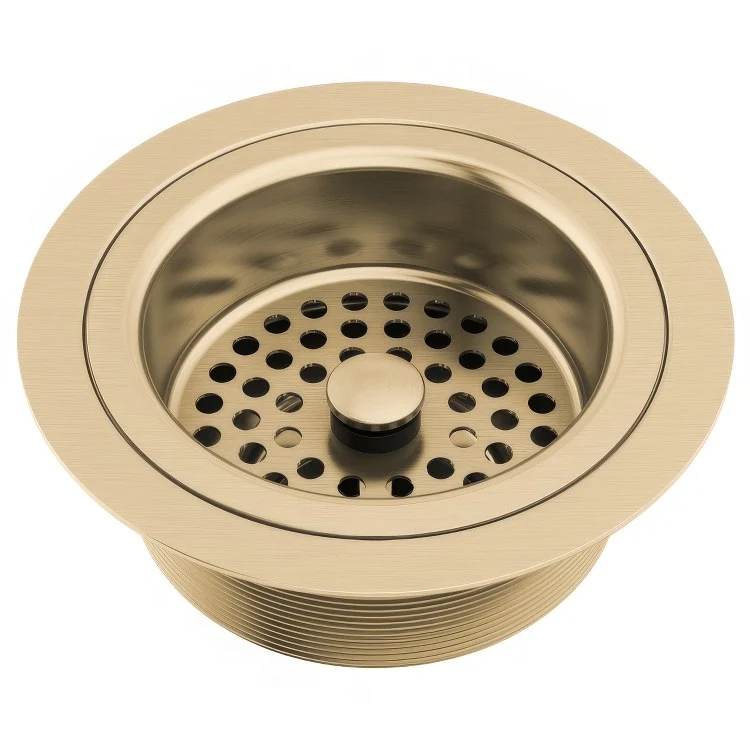 Sink Flange with Strainer 4-1/2 Inch Brilliance Polished Gold Brass for 4-1/2