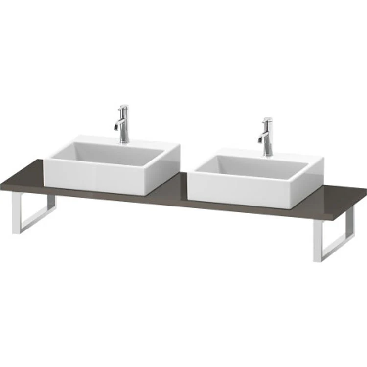 Lavatory Console L-Cube Cappuccino High Gloss Double Basin Compact 31-1/2 x 18-7/8 Inch Ceramic 1-1/8 Inch - Frankwebs