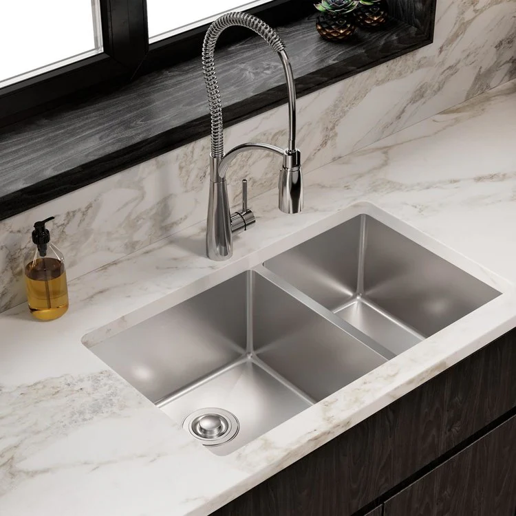 Kitchen Sink Crosstown 31.5 x 18.5 Inch Double Bowl 60/40 Polished Satin Undermount - Frankwebs