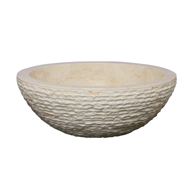 Vessel Pele Chiseled 15-3/4 Inch Beige Marble - Frankwebs