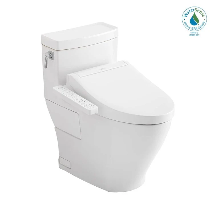 Toilet Aimes 1 Pieces Universal Height Cotton Elongated ADA 27-15/16 Inch 1.28GPF 12 Inch Rough-In Tornado Left Hand Washlet+C2 - Frankwebs