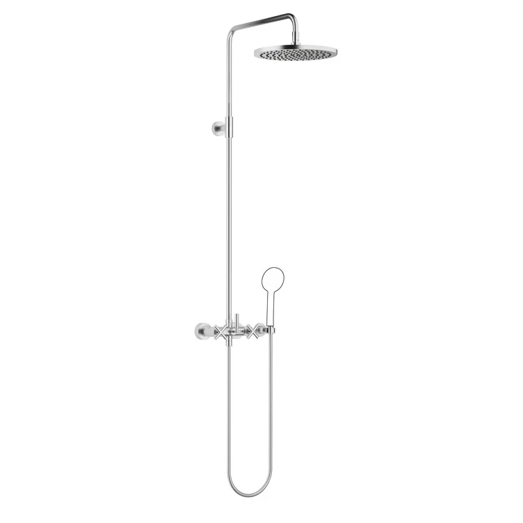 Shower Set TARA Exposed with Mixer Less Handshower 3 Cross/Lever Champagne 1.8 Gallons per Minute - Frankwebs