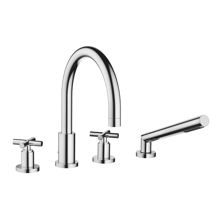 Tub Filler TARA Mixer for Deck Mount with Handshower 2 Cross Champagne - Frankwebs