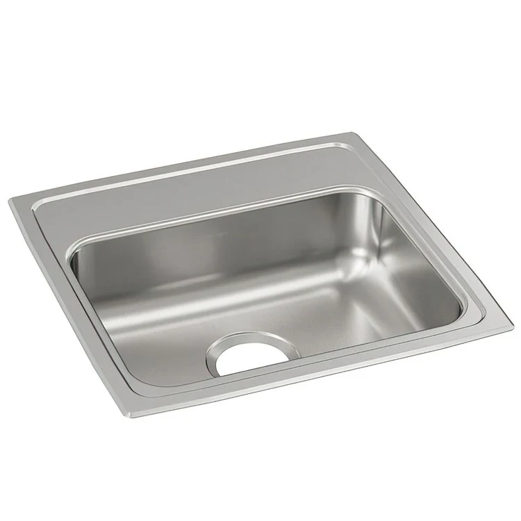 Kitchen Sink Lustertone Classic 19 x 18 Inch Single Bowl ADA Lustrous Satin Drop-In Rectangle Drain Location Rear Center Depth 5-1/2 Inch Bottom Only Pads - Frankwebs