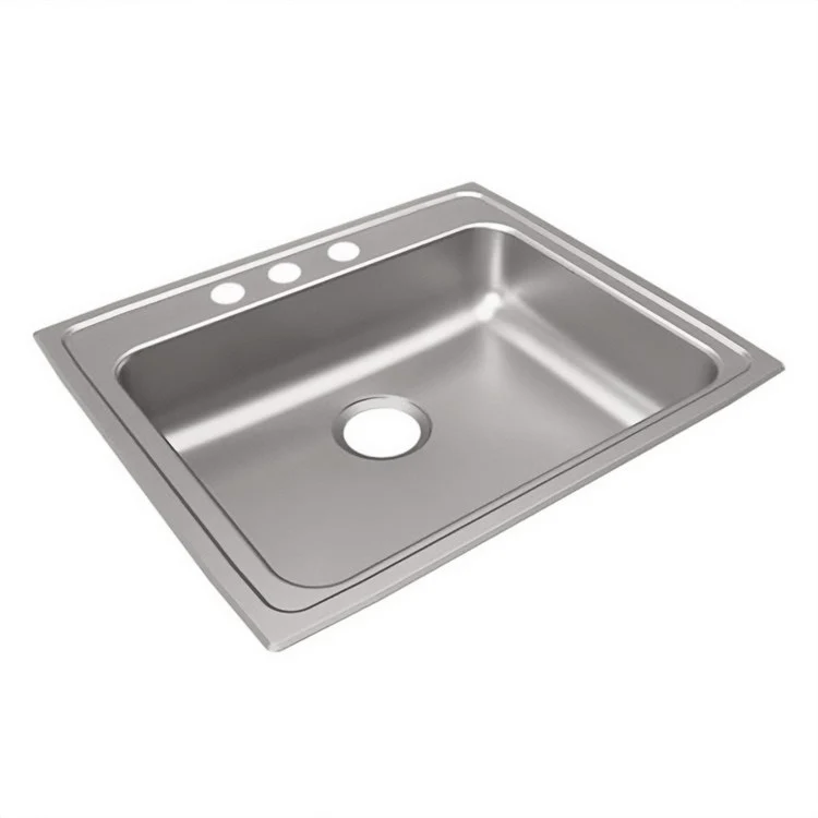 Kitchen Sink Lustertone Classic 25 x 21.25 Inch Single Bowl 3 Hole ADA Lustrous Satin Drop-In Rectangle Drain Location Rear Center Depth 6-1/2 Inch Bottom Only Pads - Frankwebs