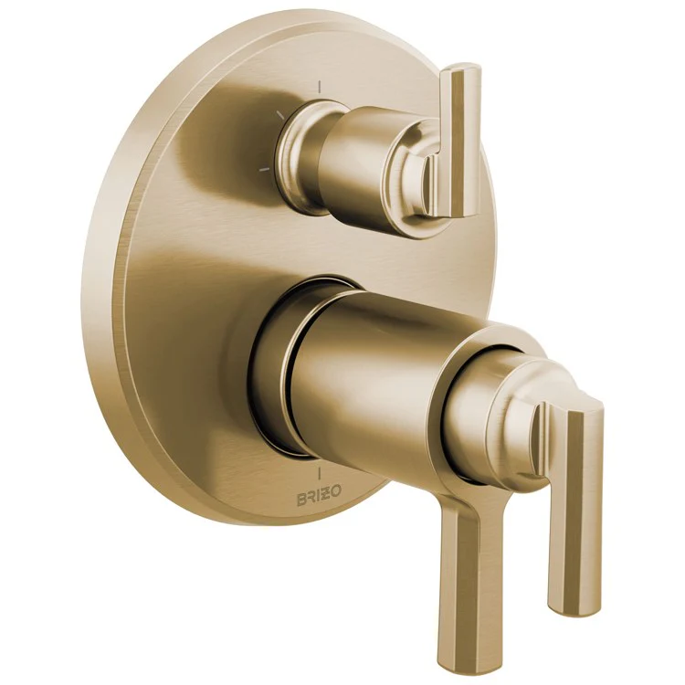 Thermostatic Trim Levoir Tempassure Valve with 3 Function Diverter 3 Lever Brilliance Luxe Gold ADA for 2 Shower Applications - Frankwebs