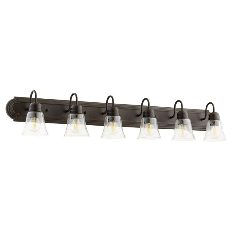 Traditional Six-Light Bathroom Vanity Fixture with Clear Seeded Glass Shades - Frankwebs
