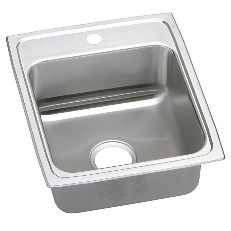 Kitchen Sink Lustertone Classic 17 x 20 Inch Single Bowl 1 Hole ADA Lustrous Satin Drop-In Rectangle Drain Location Rear Center Depth 5 Inch Quick Clip Mounting System Bottom Only Pads - Frankwebs