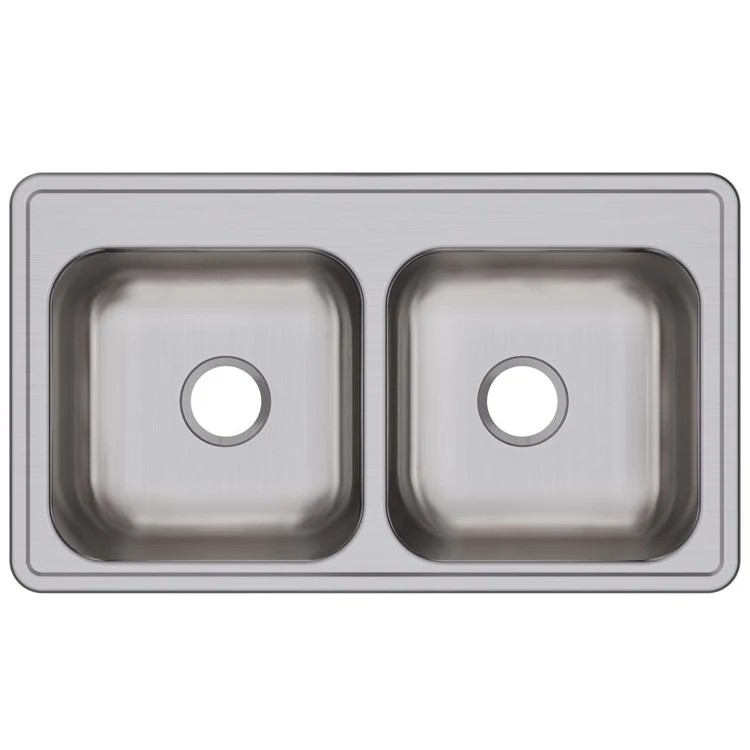 Kitchen Sink Dayton 33 x 19 Inch Double Bowl Equal Elite Satin Top Mount - Frankwebs