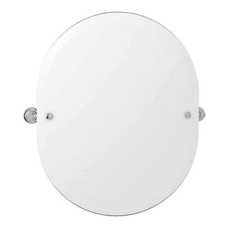 Mirror Holborn 25 Inch Polished Nickel Wall Mount Oval Beveled Edges - Frankwebs