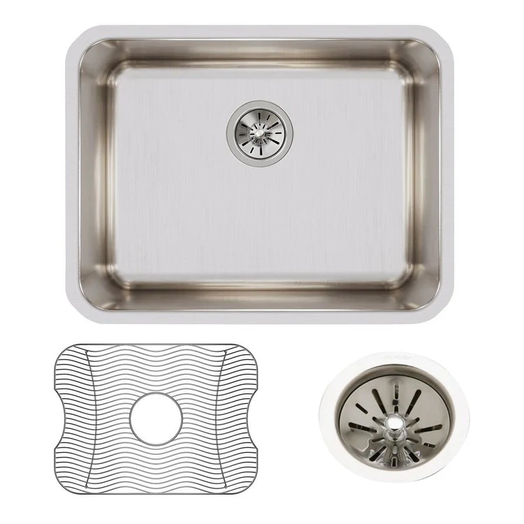 Kitchen Sink Lustertone Classic 23.5 x 18.25 Inch Single Bowl Kit Lustrous Satin Undermount Drain Location Rear Center - Frankwebs