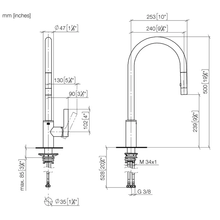 Kitchen Faucet TARA ULTRA Deck Mount 1 Lever ADA Chrome Pull Down with Spray Function Swivel 360DEG 1 Hole 1.5 Gallons per Minute - Frankwebs