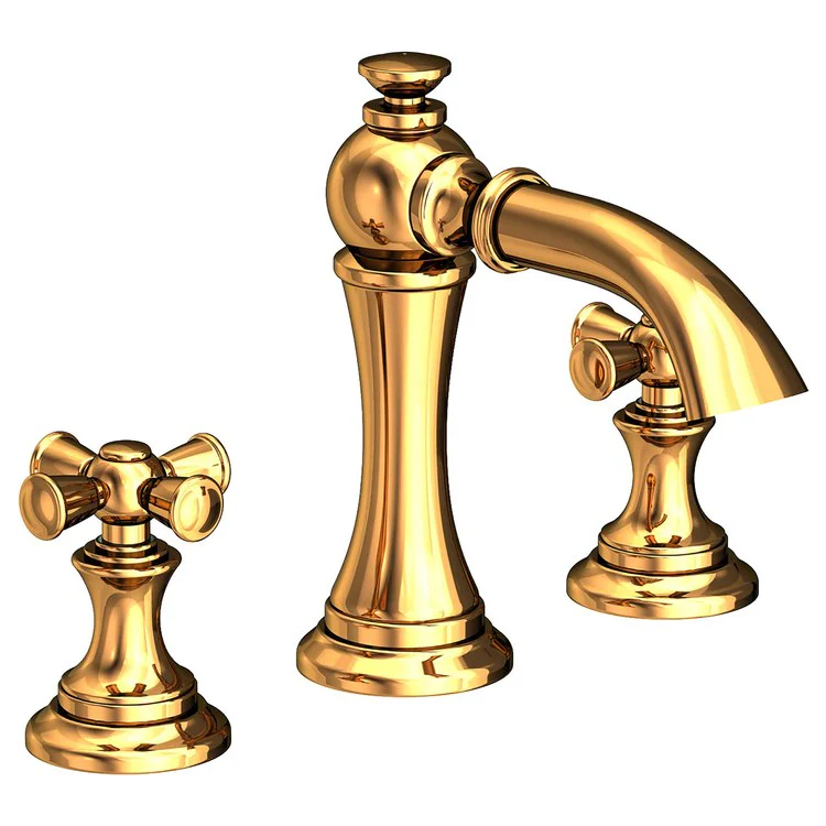 Lavatory Faucet Sutton Widespread 8 to 20 Inch Spread 2 Cross ADA French Gold PVD 1.2 Gallons per Minute Brass Spout Height 4-1/8 Inch - Frankwebs