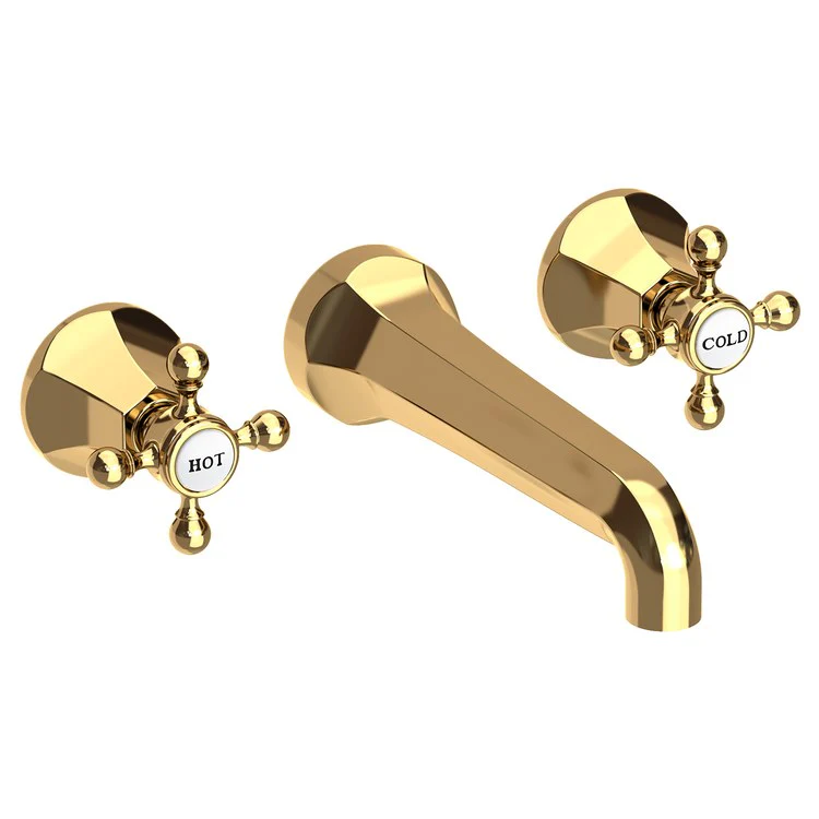 Lavatory Faucet Metropole Wall Mount 8 Inch Spread 2 Cross ADA WaterSense Stainless Steel PVD 1.2 Gallons Per Minute Brass Less Drain Spout Reach 7-1/2 Inch - Frankwebs