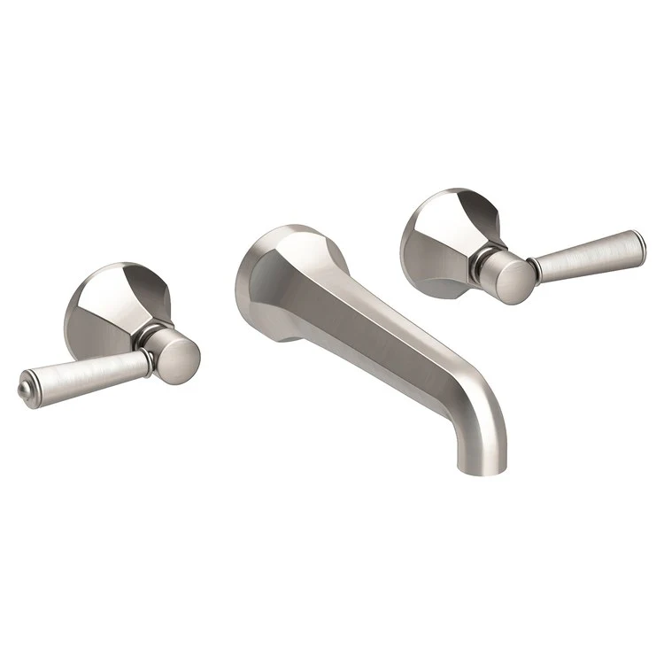 Lavatory Faucet Metropole Wall Mount 8 Inch Spread 2 Lever ADA WaterSense Matte White 1.2 Gallons Per Minute Brass Less Drain Spout Reach 7-1/2 Inch - Frankwebs