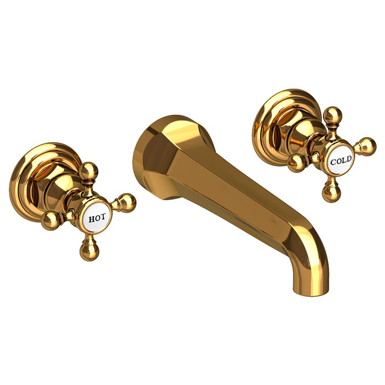 Lavatory Faucet Astor Wall Mount 8 Inch Spread 2 Cross ADA Watersense Flat Black 1.2 Gallons Per Minute Brass Less Drain Spout Reach 7-1/2 Inch - Frankwebs