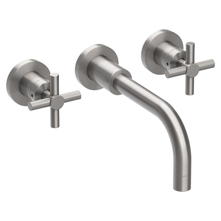 East Linear Two Handle Wall-Mount Bathroom Faucet with Cross Handles - French Gold - Frankwebs