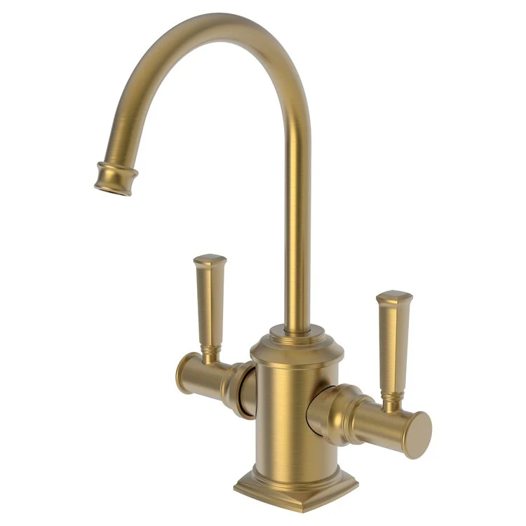 Water Dispenser Zemora Hot and Cold 2 Lever Gooseneck Satin Brass PVD - Frankwebs