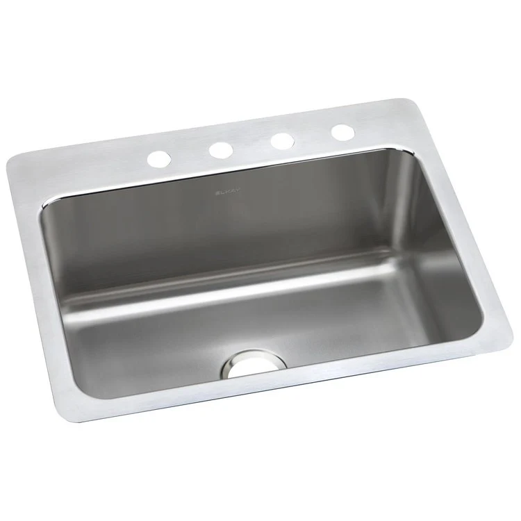 Kitchen Sink Lustertone Classic 27 x 22 Inch Single Bowl MR2 Hole Lustrous Highlighted Satin Top Mount Undermount - Frankwebs