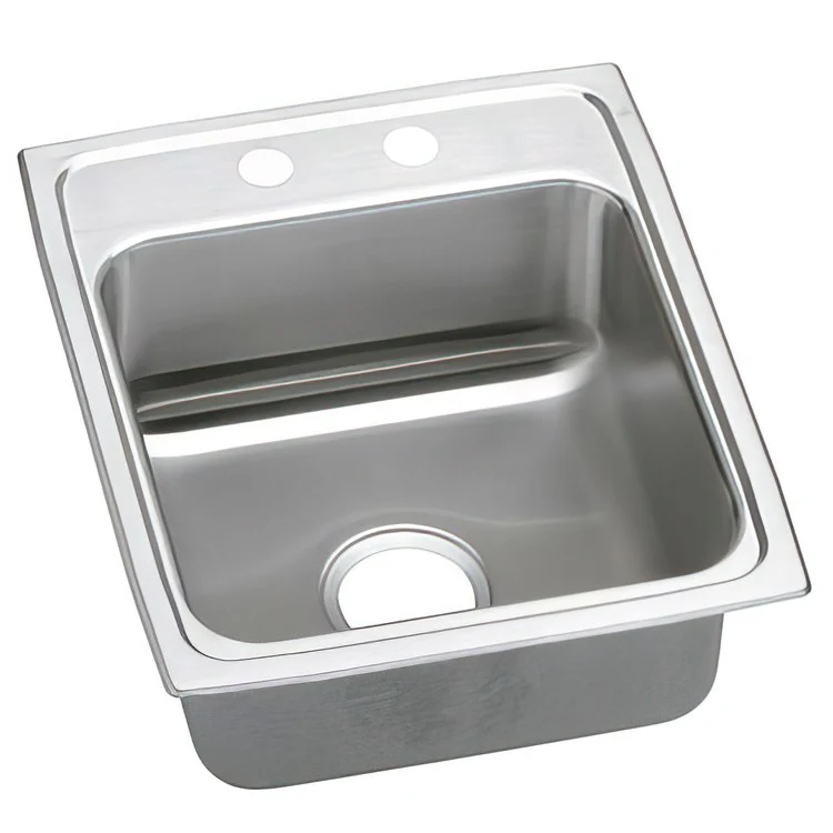 Kitchen Sink Lustertone Classic 17 x 20 Inch Single Bowl 2 Hole ADA Lustrous Satin Drop-In Rectangle Drain Location Rear Center Depth 6 Inch Quick Clip Mounting System Bottom Only Pads - Frankwebs