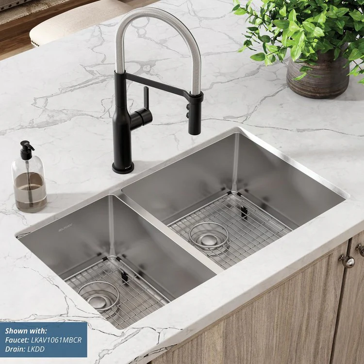 Kitchen Sink Crosstown 31.5 x 18.5 Inch Double Bowl 40/60 Kit Polished Satin Undermount - Frankwebs