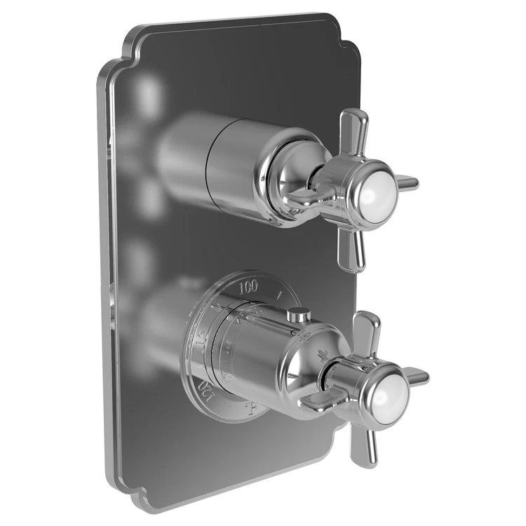 Thermostatic Trim Fairfield Rectangular Plate 2 Cross Satin Gold PVD ADA for Luxtherm 1/2 Inch Rough Valve Face Plate Diverter and Temperature-Adjust Handles Brass - Frankwebs