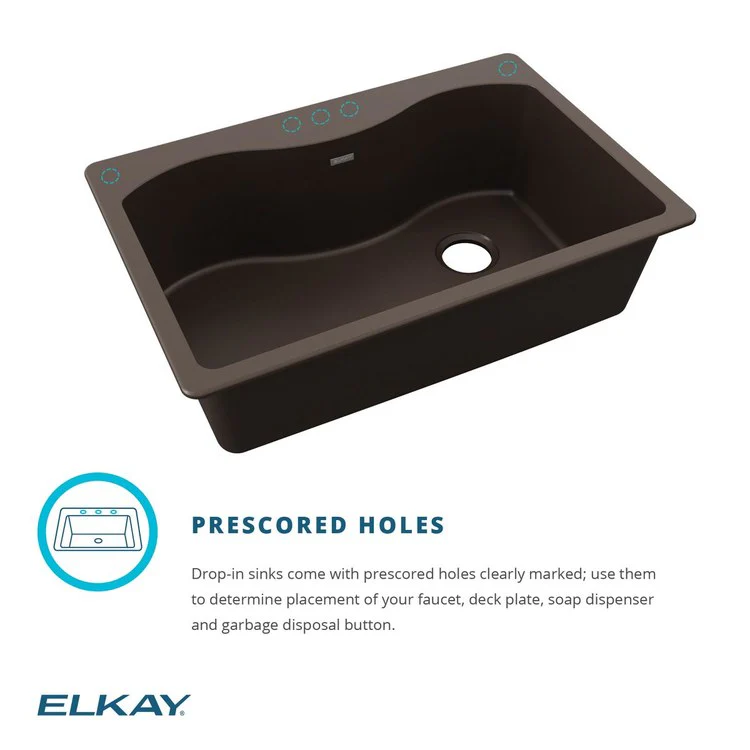 Kitchen Sink Quartz Classic 33 x 22 Inch Single Bowl Greystone Drop-In E-Granite 9-1/2 Inch - Frankwebs
