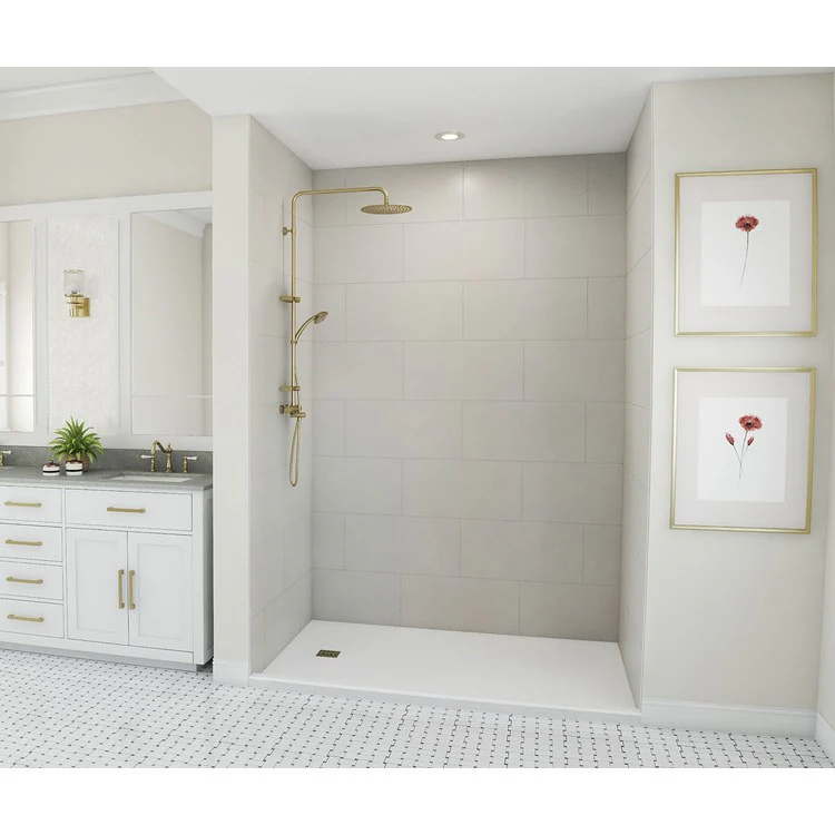 Shower Wall Kit Traditional Subway Tile Glue Up 36 x 62 x 96 Inch Birch Swanstone - Frankwebs