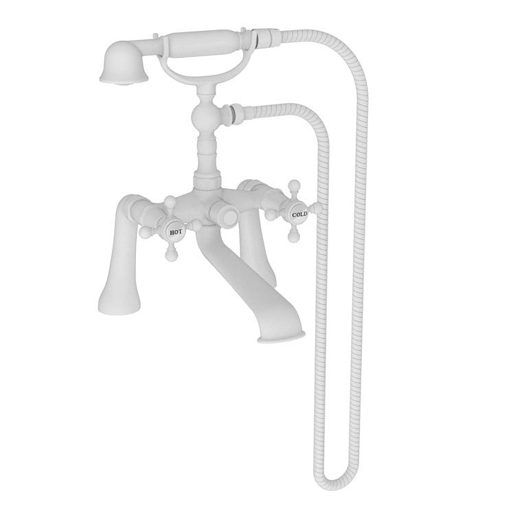 Tub Filler Chesterfield Deck Mount with Handshower Exposed 2 Cross WaterSense ADA Polished Brass Uncoated Living 2 Hole - Frankwebs