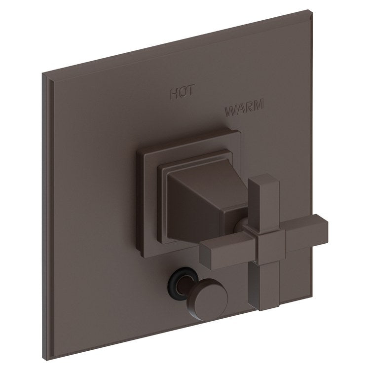 Pressure Balance Valve Trim Malvina Square with Diverter 1 Cross Aged Brass ADA Depth 4 Inch - Frankwebs