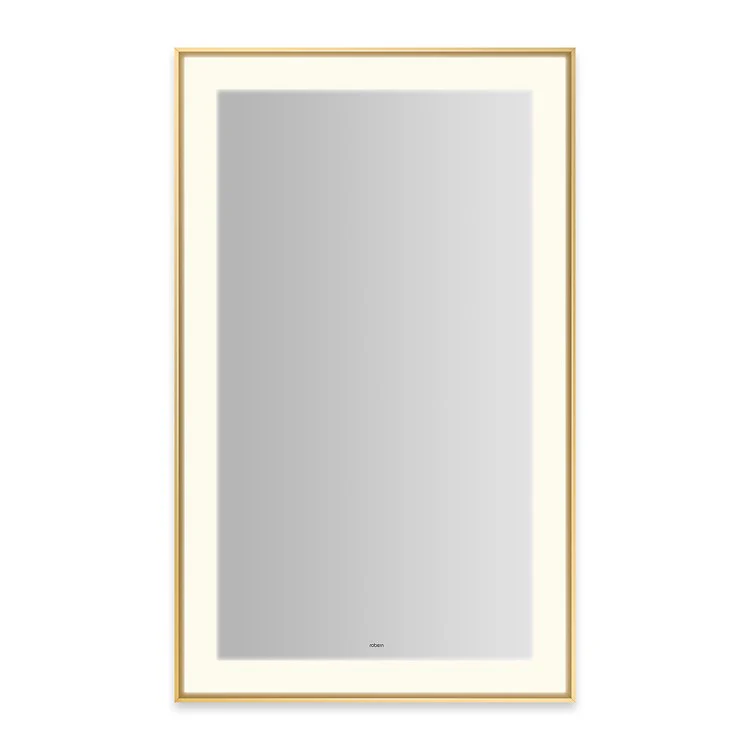 Wall Mirror Sculpt 25W x 41H Inch Chrome Slim Museum Frame Lighted Rectangular - Frankwebs