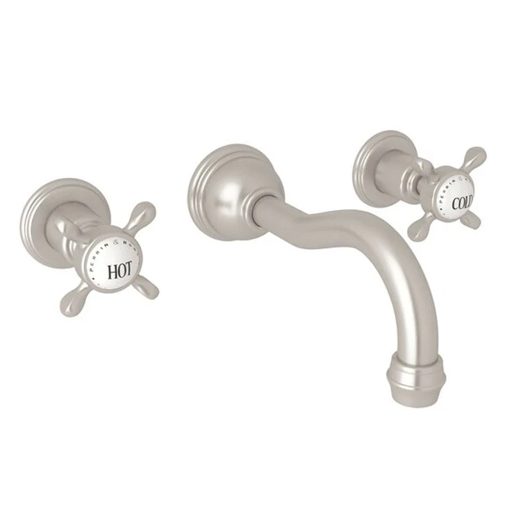 Lavatory Faucet Edwardian Wall Mount 2 Cross Polished Nickel 1.2 Gallons per Minute Column Spout - Frankwebs
