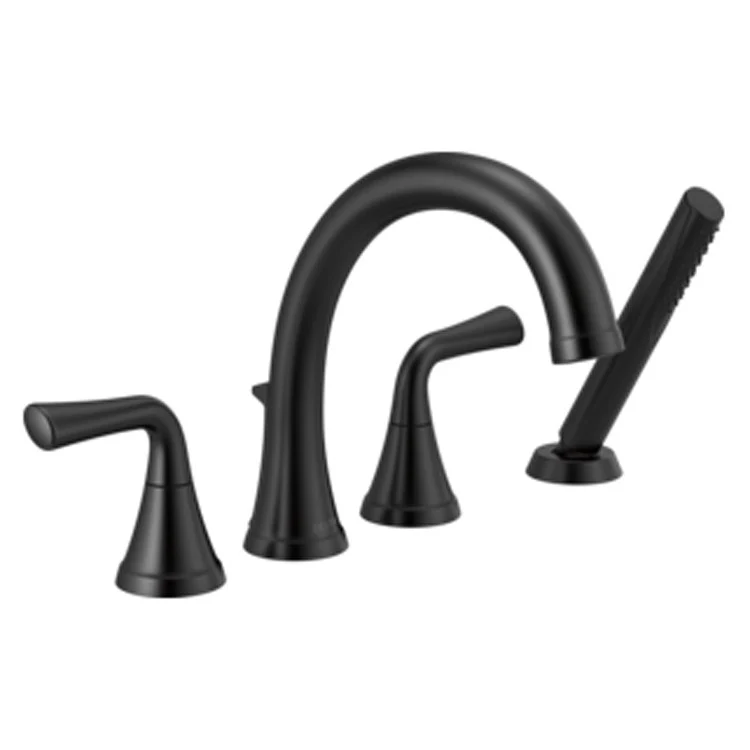 Roman Tub Trim Kayra with Handshower 2 Lever Chrome ADA 10 to 16 Inch Spread 1.75 Gallons per Minute - Frankwebs