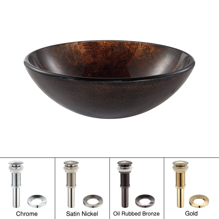 Pluto Glass Vessel Sink with Pop-Up Drain and Mounting Ring - Frankwebs
