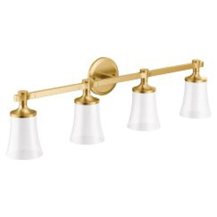 Bath Light Flara Vanity 4 Lamp Brushed Gold Glass or Shade Frosted - Frankwebs