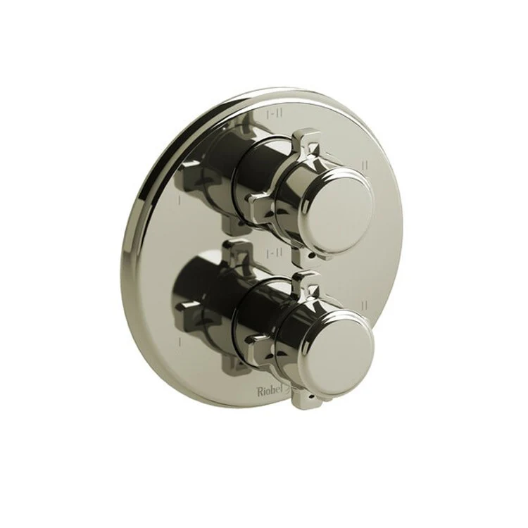 Thermostatic Valve Momenti Pressure Balance System Round 4-Way 2 X-Shaped Polished Nickel 7-1/8W x 7-1/8H Inch - Frankwebs