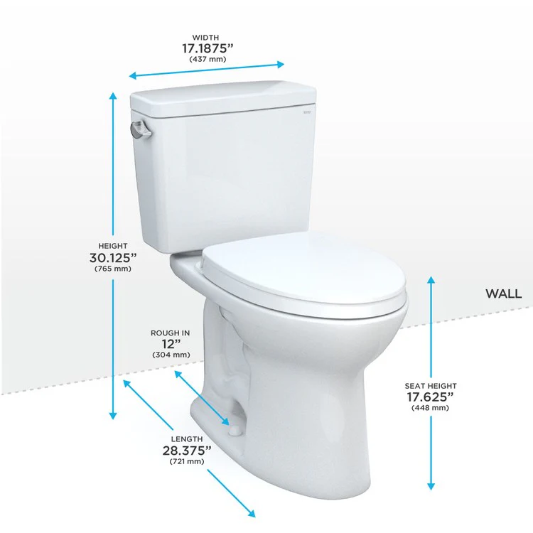 Toilet Drake 2 Piece Universal Height Cotton Elongated ADA - Frankwebs