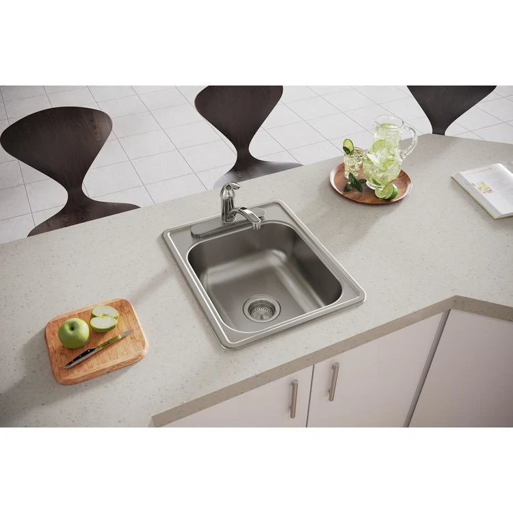 Bar Sink Dayton 17 x 21 Inch Single Bowl 3 Hole ADA Satin Drop-In Rectangle Drain Size 3-1/2 Inch - Frankwebs