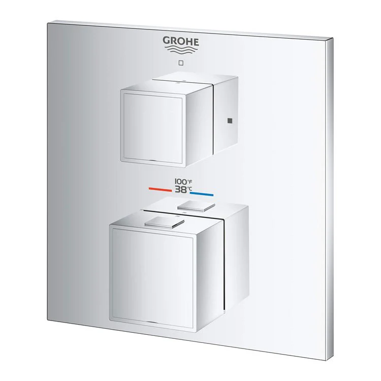 Grohtherm Cube Two Handle Dual-Function Thermostatic Valve Trim - Frankwebs