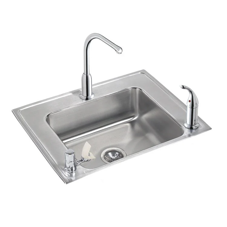 Classroom Sink Lustertone 28 x 22 x 5-1/2 Inch 5-3/8 Inch 1 Bowl ADA Left 3 Hole Lustrous Satin Drop-In 33 Inch - Frankwebs
